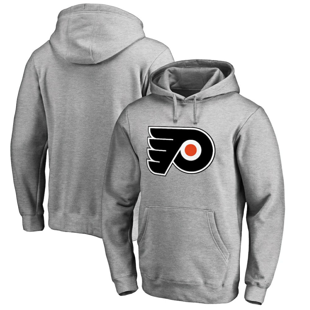Philadelphia Flyers Primary Team Logo Fleece Fitted Pullover Hoodie Heather Gray