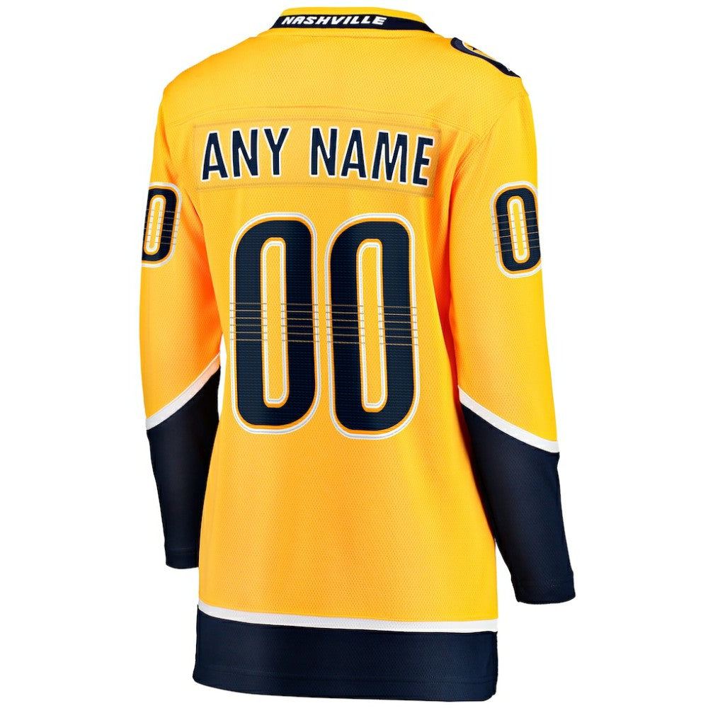 Nashville Predators Fanatics Women's Home Breakaway Custom Jersey Yellow