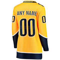 Nashville Predators Fanatics Women's Home Breakaway Custom Jersey Yellow