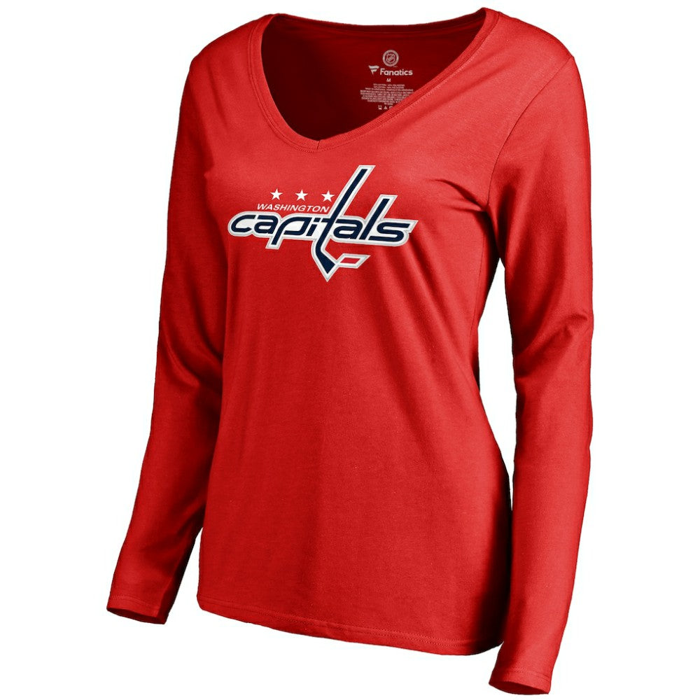 Alexander Ovechkin Washington Capitals Women's Backer V-Neck Long Sleeve T-Shirt Red
