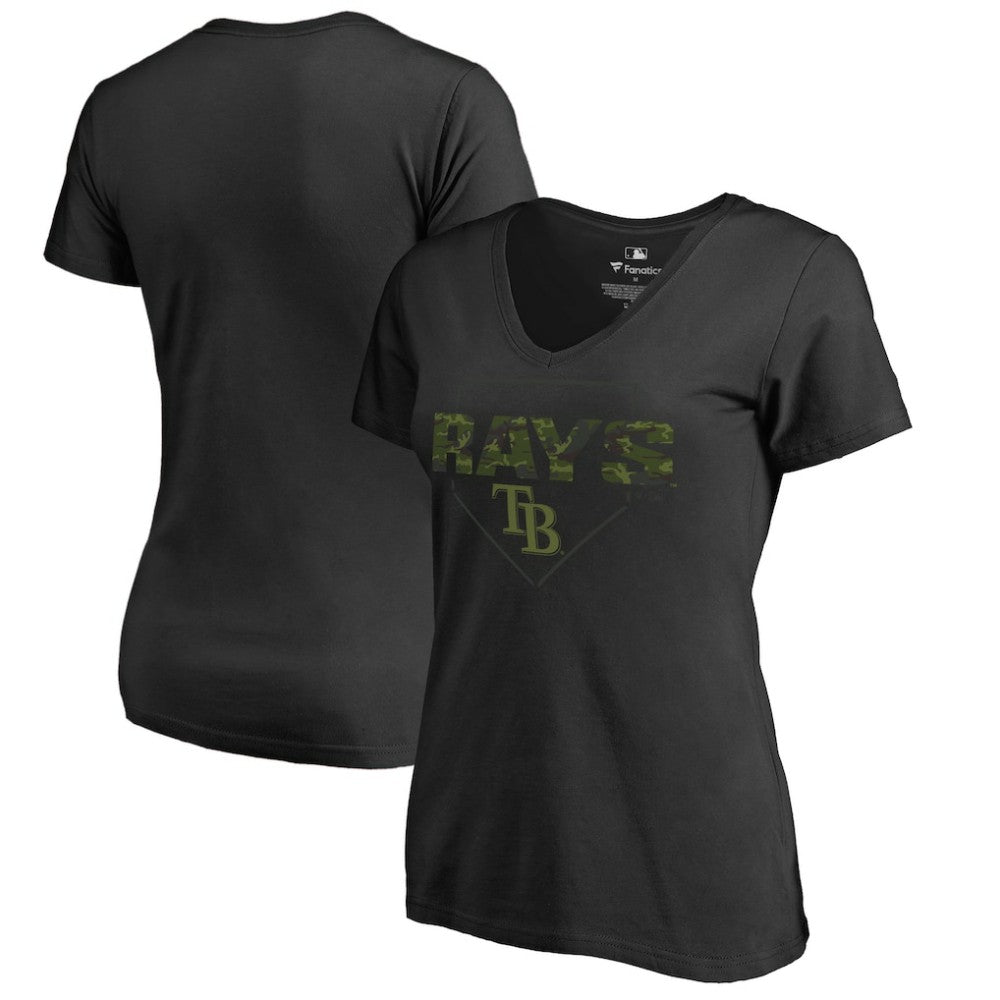 Tampa Bay Rays Women's Camo T-Shirt - Black