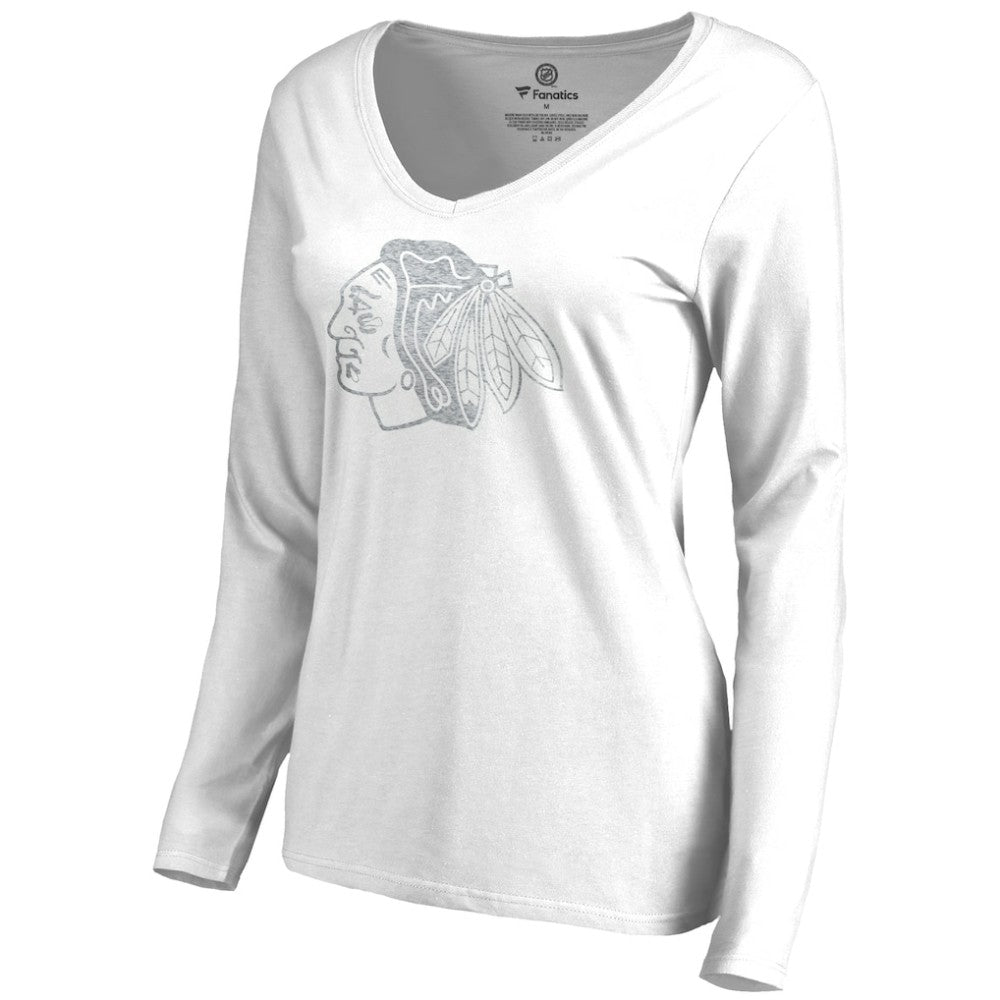 Chicago Blackhawks Women's White Out Long Sleeve T-Shirt White