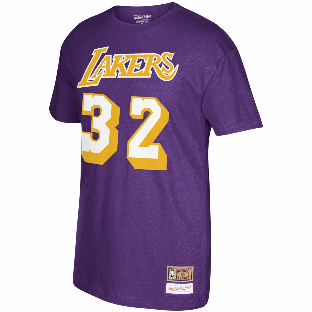 Magic Johnson Los Angeles Lakers Hardwood Classics Name & Number T-Shirt - Purple | Mitchell & Ness on sale