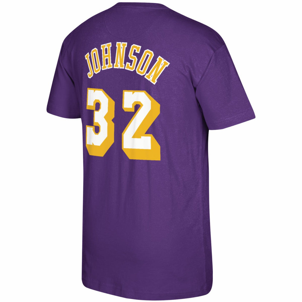 Magic Johnson Los Angeles Lakers Hardwood Classics Name & Number T-Shirt - Purple | Mitchell & Ness on sale