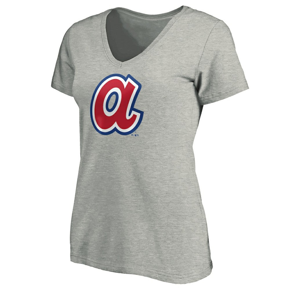 Atlanta Braves Women's Forbes V-Neck T-Shirt - Ash