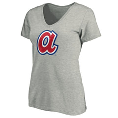 Atlanta Braves Women's Forbes V-Neck T-Shirt - Ash