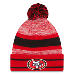 San Francisco 49ers New Era Team Logo Cuffed Knit Hat with Pom - Scarlet for sale