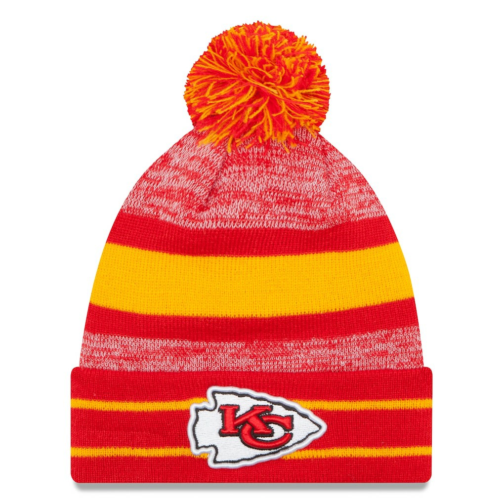 Kansas City Chiefs New Era Team Logo Cuffed Knit Hat with Pom - Red on sale