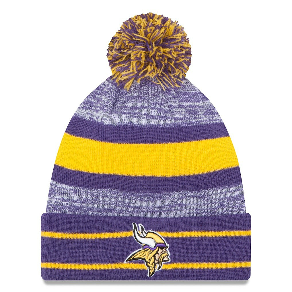 Minnesota Vikings New Era Team Logo Cuffed Knit Hat with Pom - Purple discount