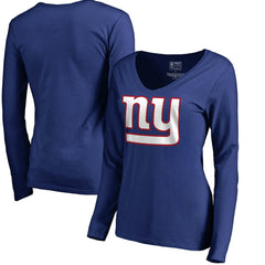 New York Giants Women's Primary Logo V-Neck Long-Sleeve T-Shirt - Royal sale