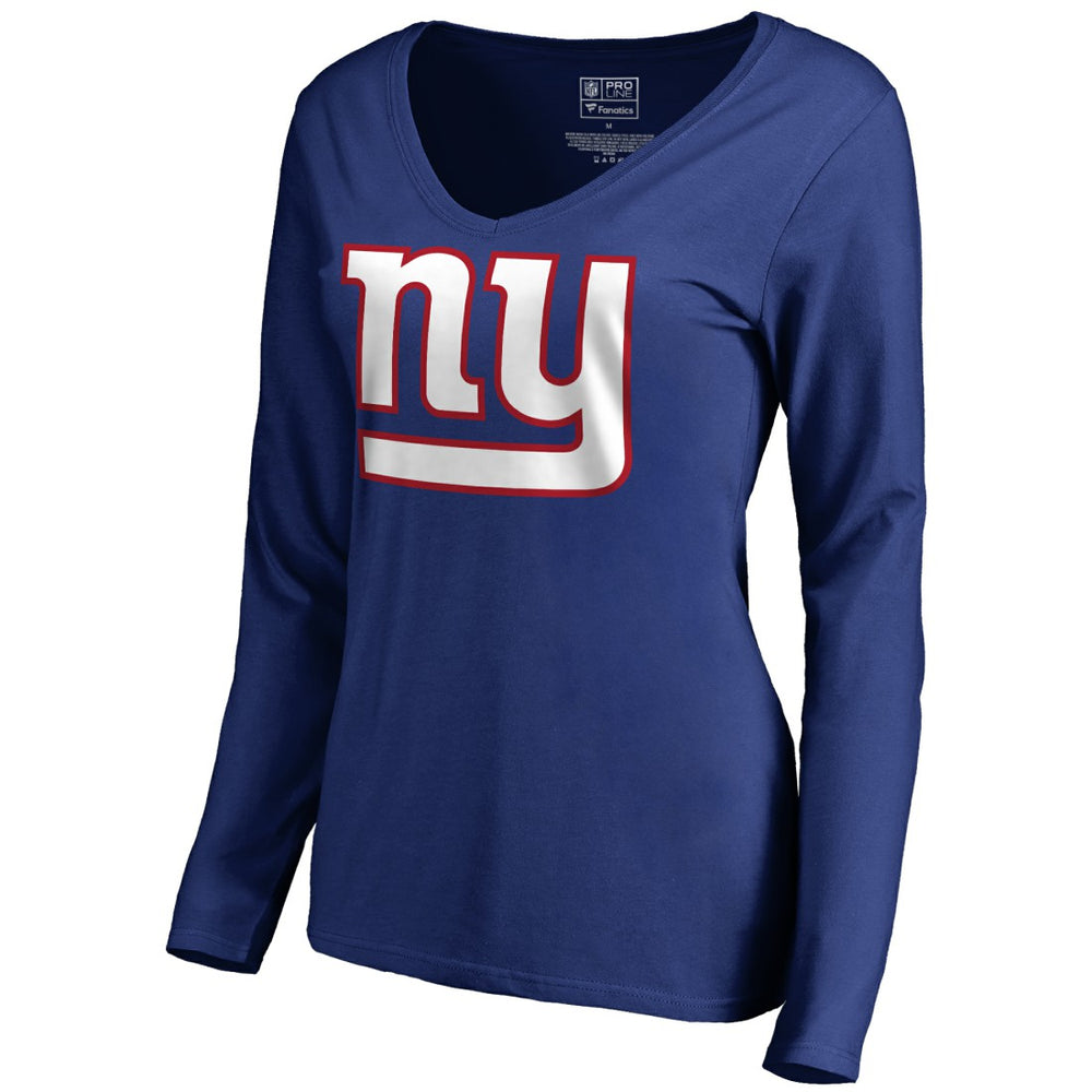 New York Giants Women's Primary Logo V-Neck Long-Sleeve T-Shirt - Royal sale