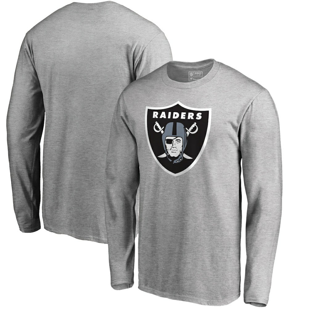 Las Vegas Raiders Primary Logo Long-Sleeve T-Shirt - Heathered Gray outlet