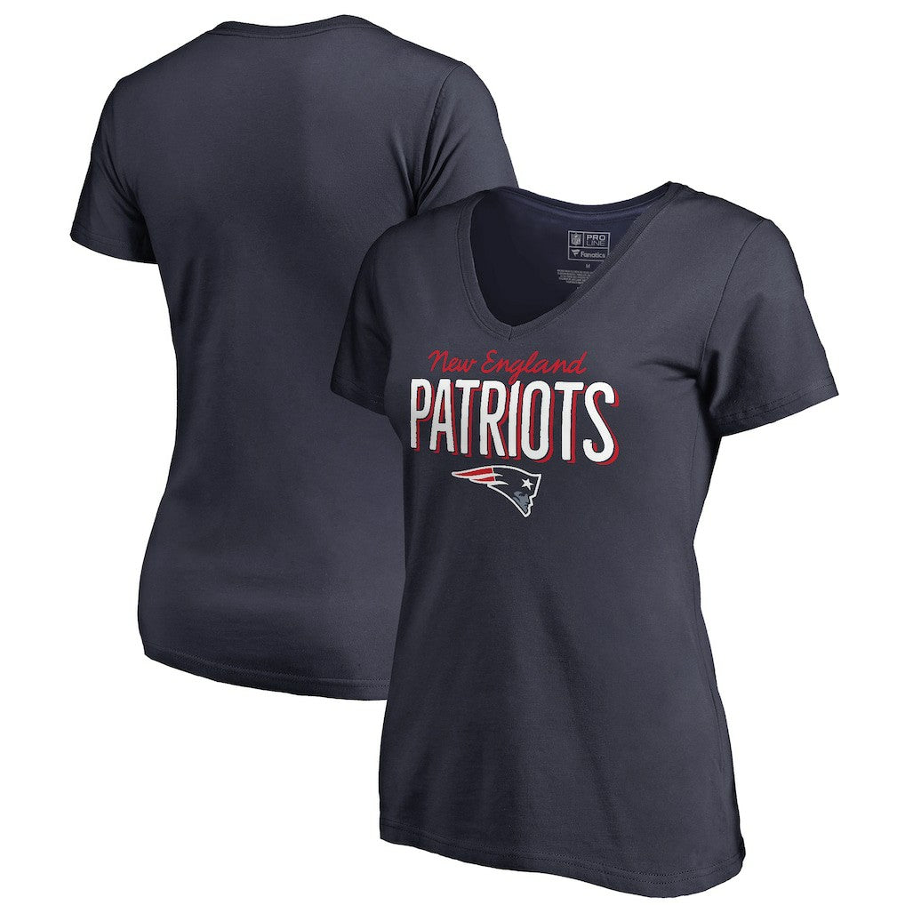 New England Patriots Women's Nostalgia V-Neck T-Shirt - Navy outlet