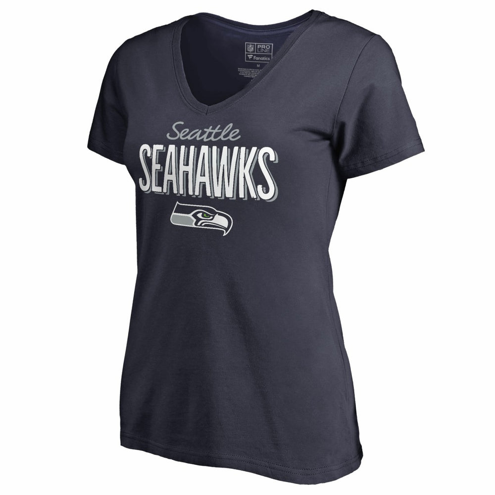 Seattle Seahawks Women's Nostalgia V-Neck T-Shirt - Navy cheap