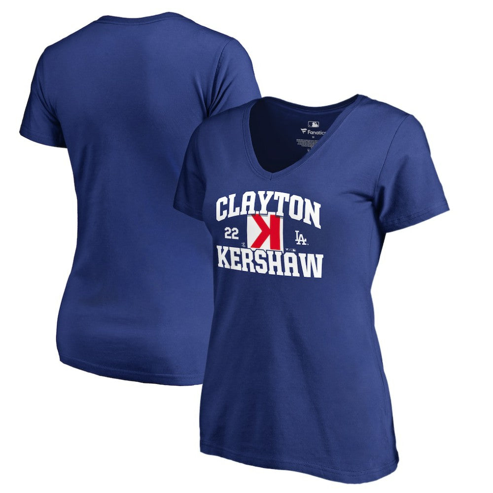 Clayton Kershaw Los Angeles Dodgers Women's Player Hometown Collection V-Neck T-Shirt - Royal