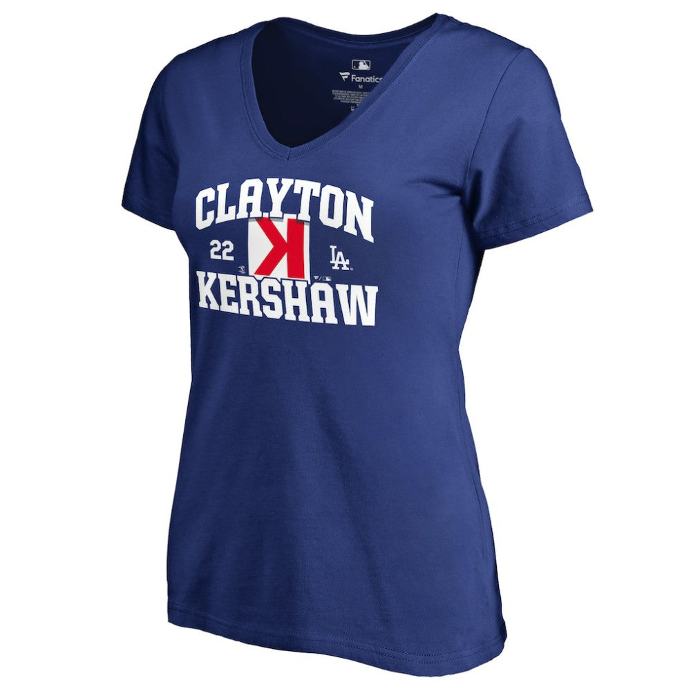 Clayton Kershaw Los Angeles Dodgers Women's Player Hometown Collection V-Neck T-Shirt - Royal