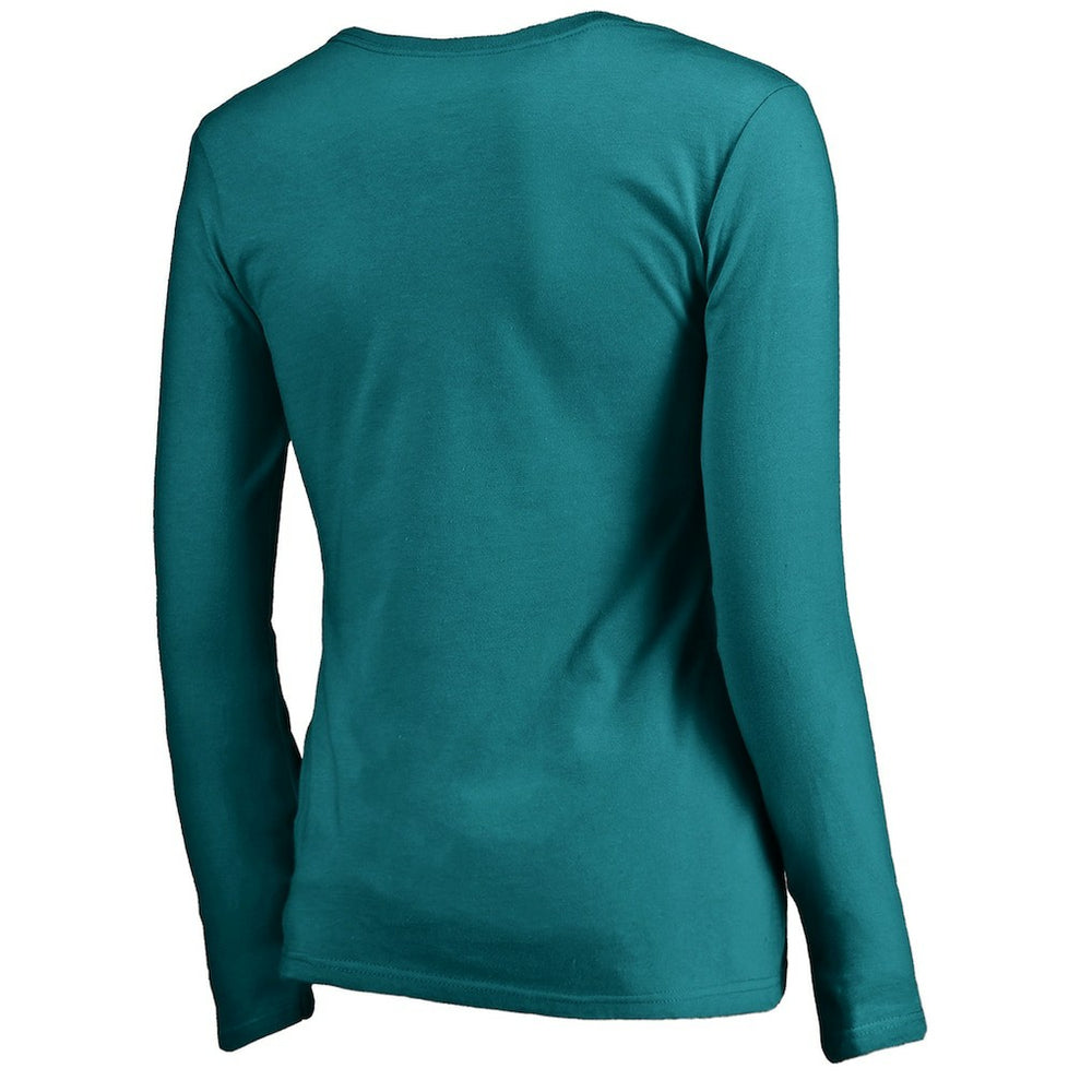 Miami Dolphins Women's Primary Logo V-Neck Long-Sleeve T-Shirt - Aqua outlet