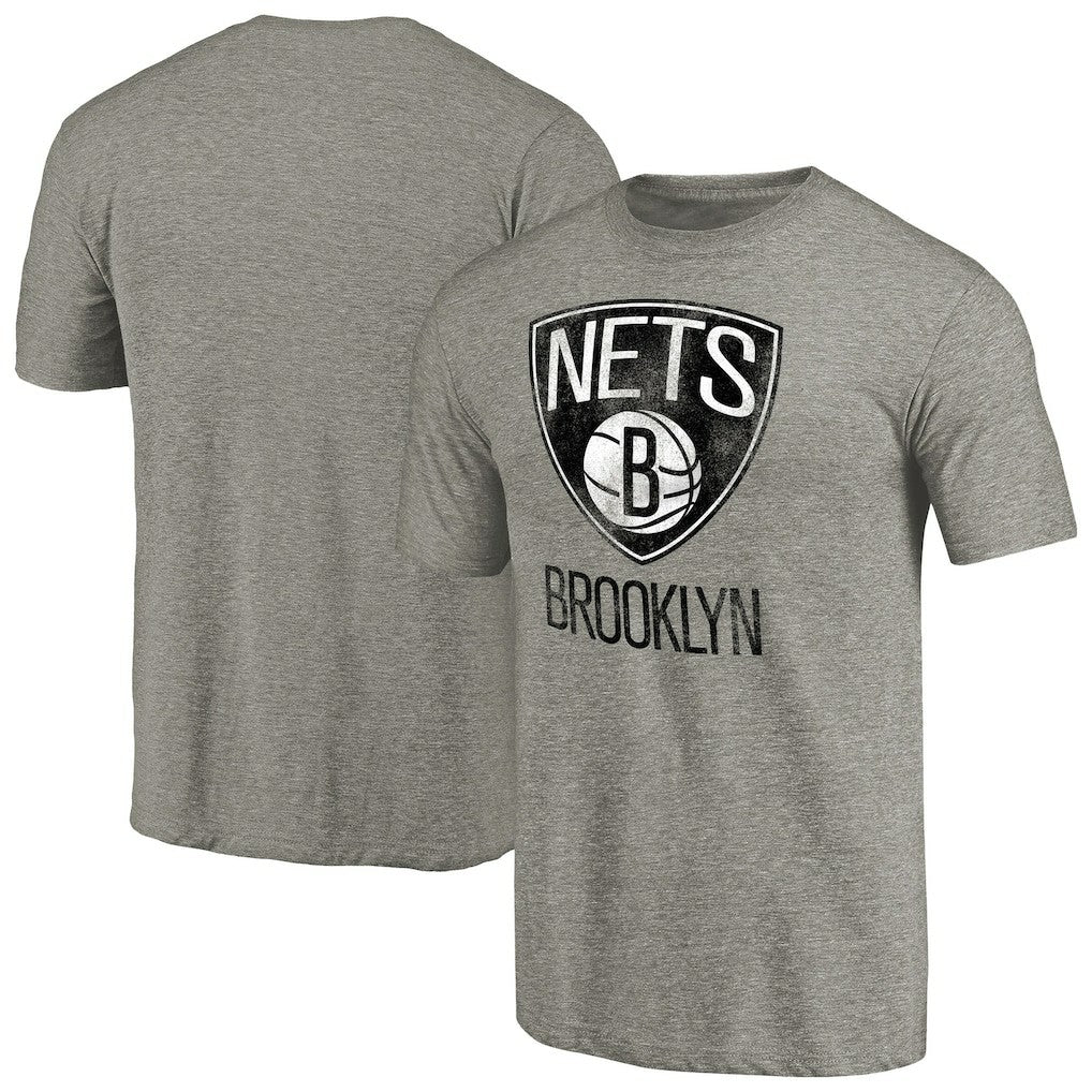 Brooklyn Nets Distressed Team Logo Tri-Blend T-Shirt - Heather Gray cheap