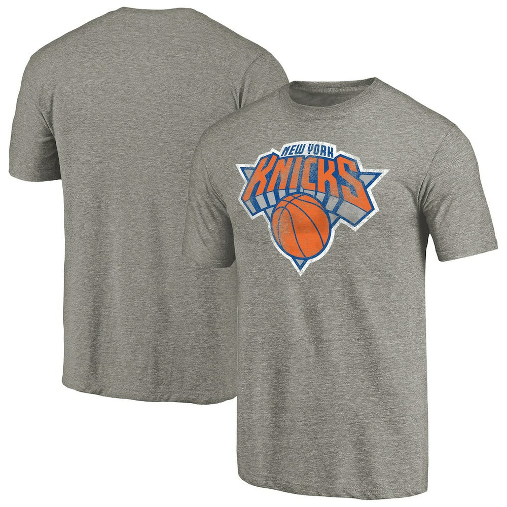 New York Knicks Distressed Team Logo Tri-Blend T-Shirt - Heather Gray for sale