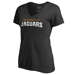 Jacksonville Jaguars Women's Wordmark V-Neck T-Shirt - Black outlet