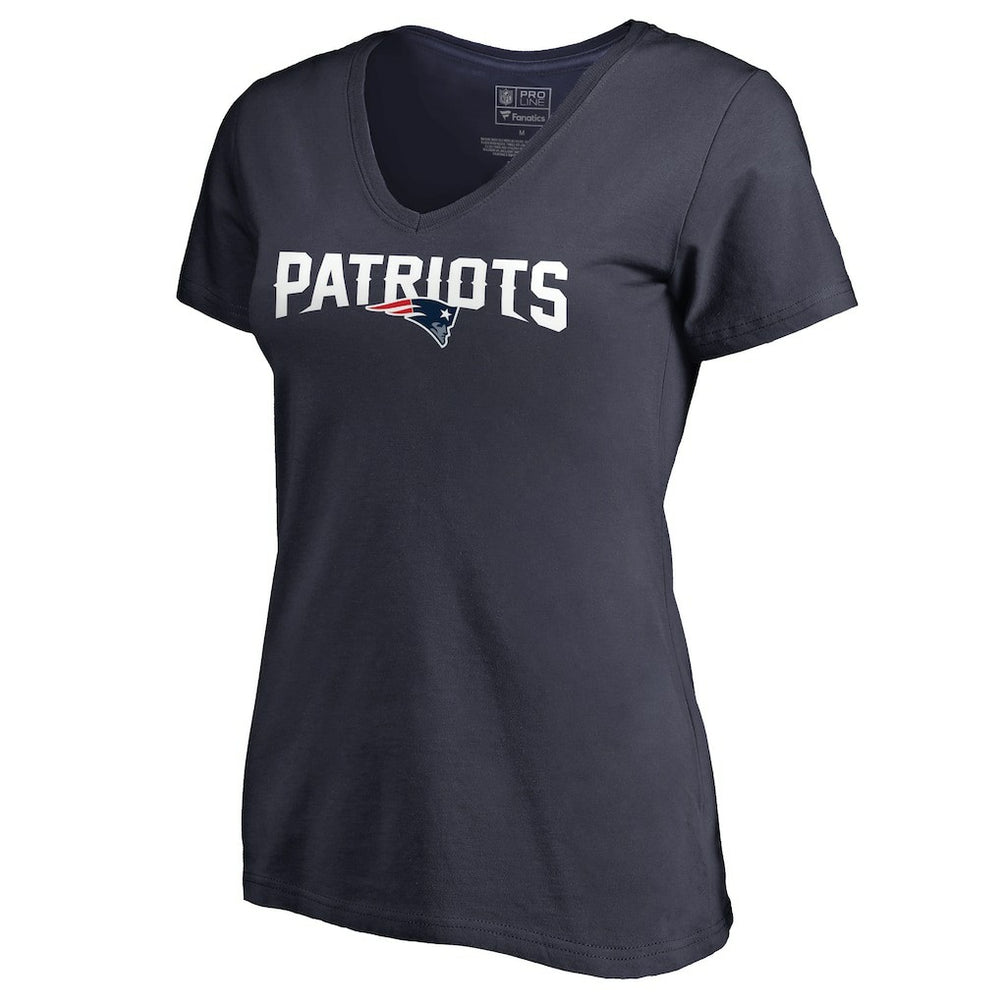 New England Patriots Women's Wordmark V-Neck T-Shirt - Navy for sale