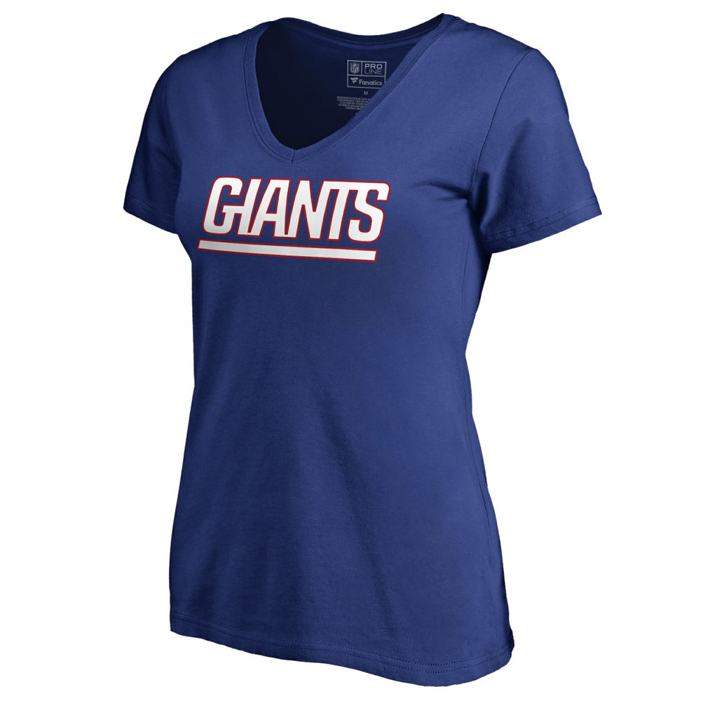New York Giants Women's Wordmark V-Neck T-Shirt - Royal sale