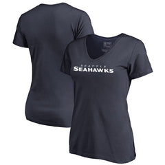 Seattle Seahawks Women's Wordmark V-Neck T-Shirt - Navy on sale