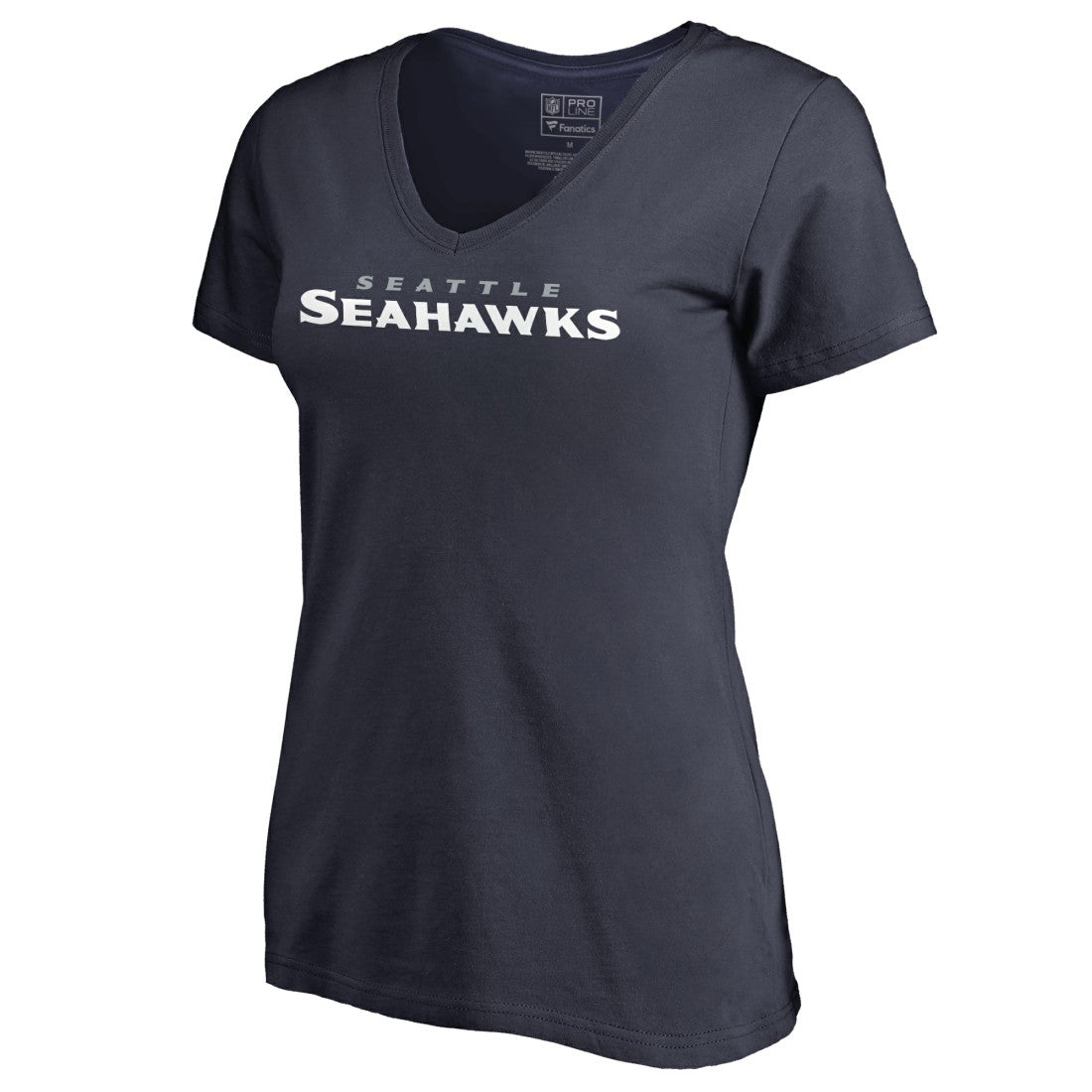 Seattle Seahawks Women's Wordmark V-Neck T-Shirt - Navy on sale