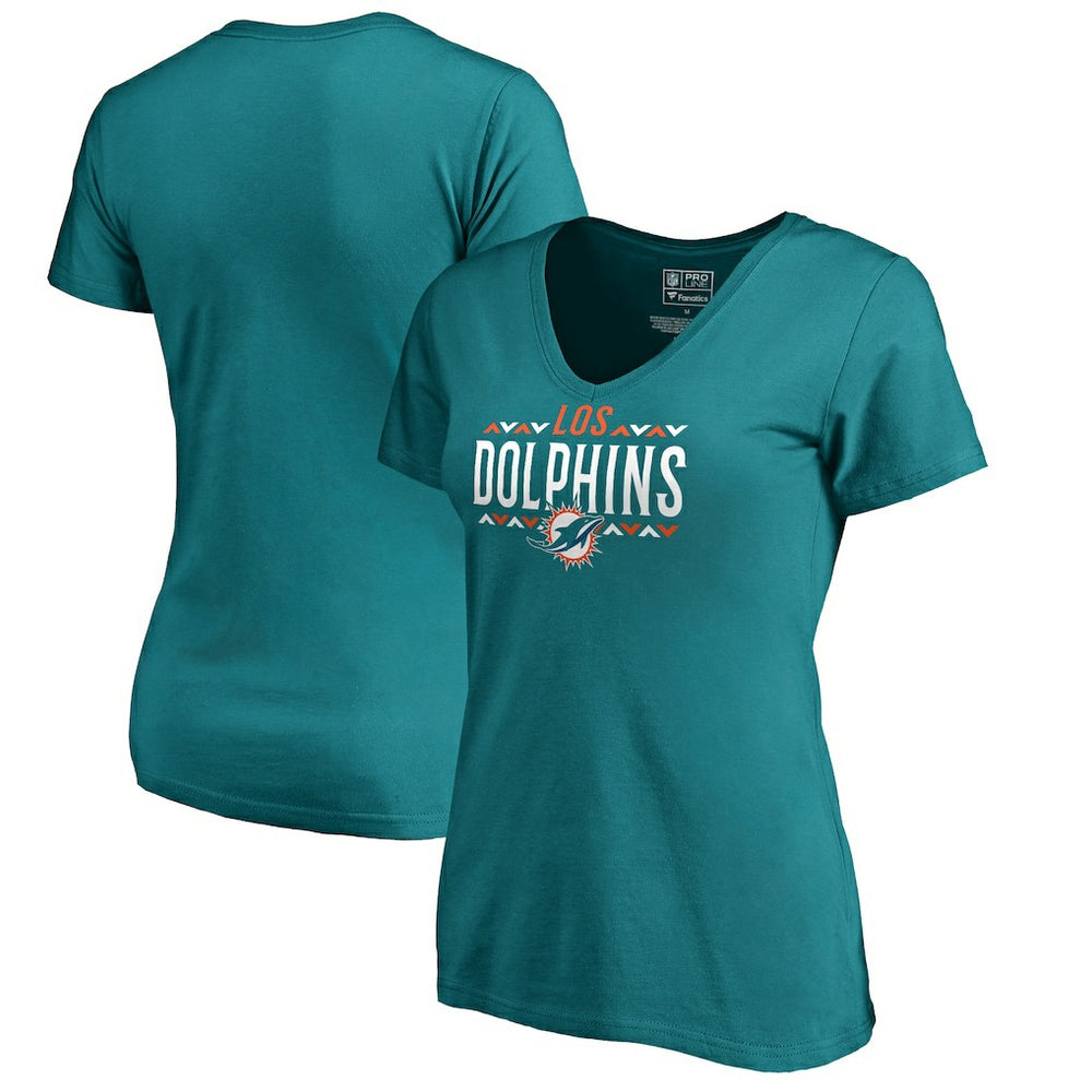 Miami Dolphins Women's Arriba V-Neck T-Shirt - Aqua on sale
