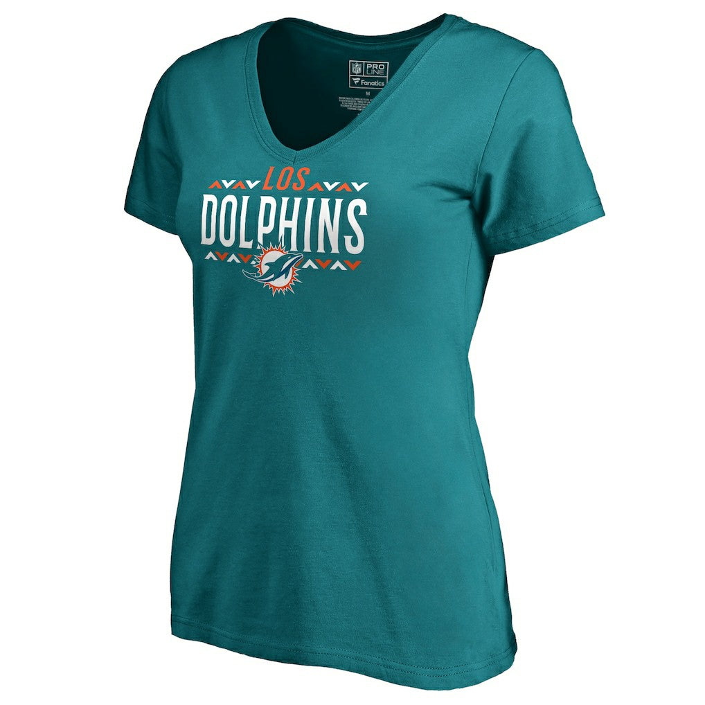 Miami Dolphins Women's Arriba V-Neck T-Shirt - Aqua on sale