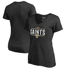 New Orleans Saints Women's Arriba V-Neck T-Shirt - Black for sale