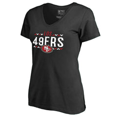 San Francisco 49ers Women's Arriba V-Neck T-Shirt - Black on sale