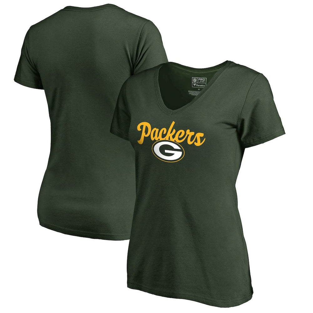 Green Bay Packers Women's Freehand V-Neck T-Shirt - Green online