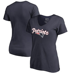 New England Patriots Women's Freehand V-Neck T-Shirt - Navy outlet