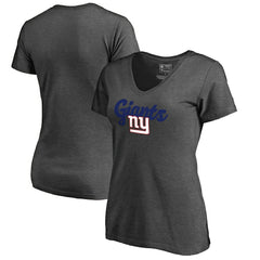 New York Giants Women's Freehand V-Neck T-Shirt - Dark Heathered Gray on sale