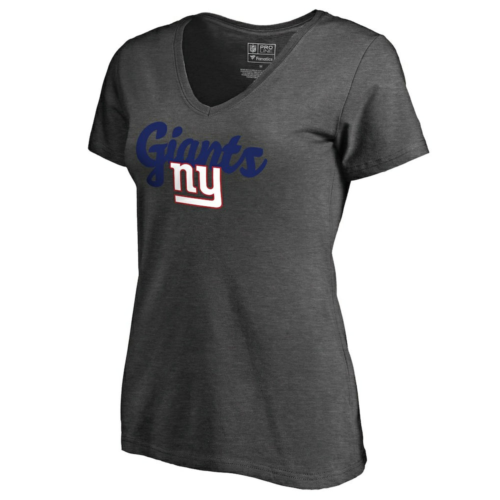 New York Giants Women's Freehand V-Neck T-Shirt - Dark Heathered Gray on sale