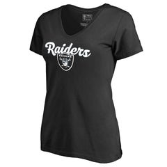 Las Vegas Raiders Women's Freehand V-Neck T-Shirt - Black for sale