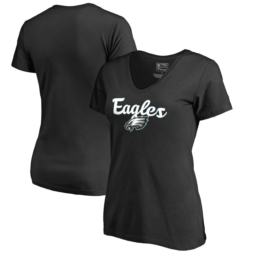 Philadelphia Eagles Women's Freehand V-Neck T-Shirt - Black for sale