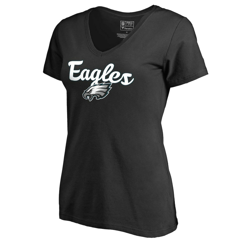 Philadelphia Eagles Women's Freehand V-Neck T-Shirt - Black for sale
