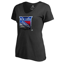 New York Rangers Women's Midnight Mascot V-Neck T-Shirt Black