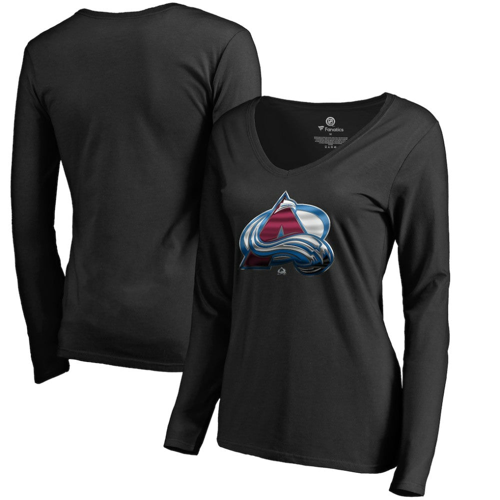 Colorado Avalanche Women's Midnight Mascot Long Sleeve V-Neck T-Shirt Black