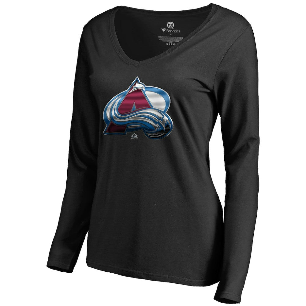 Colorado Avalanche Women's Midnight Mascot Long Sleeve V-Neck T-Shirt Black