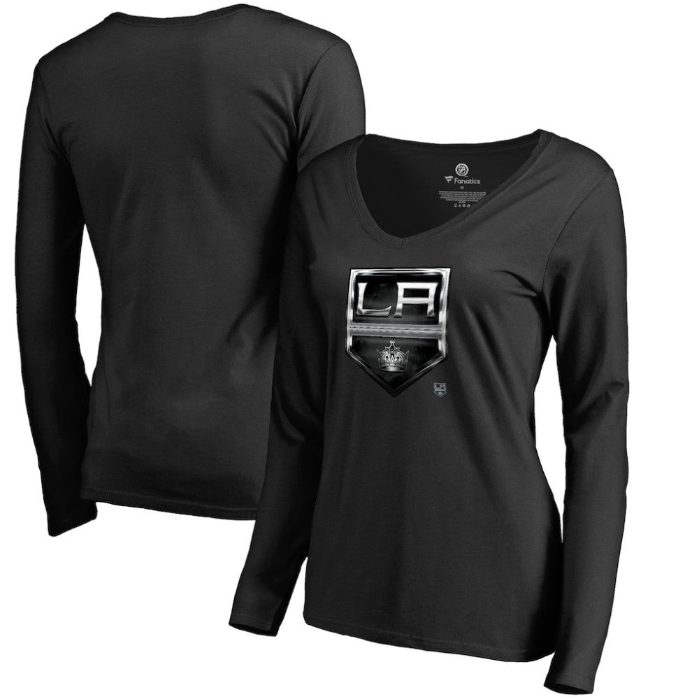 Los Angeles Kings Women's Midnight Mascot Long Sleeve V-Neck T-Shirt Black