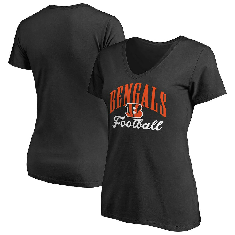 Cincinnati Bengals Women's Victory Script V-Neck T-Shirt -Black outlet