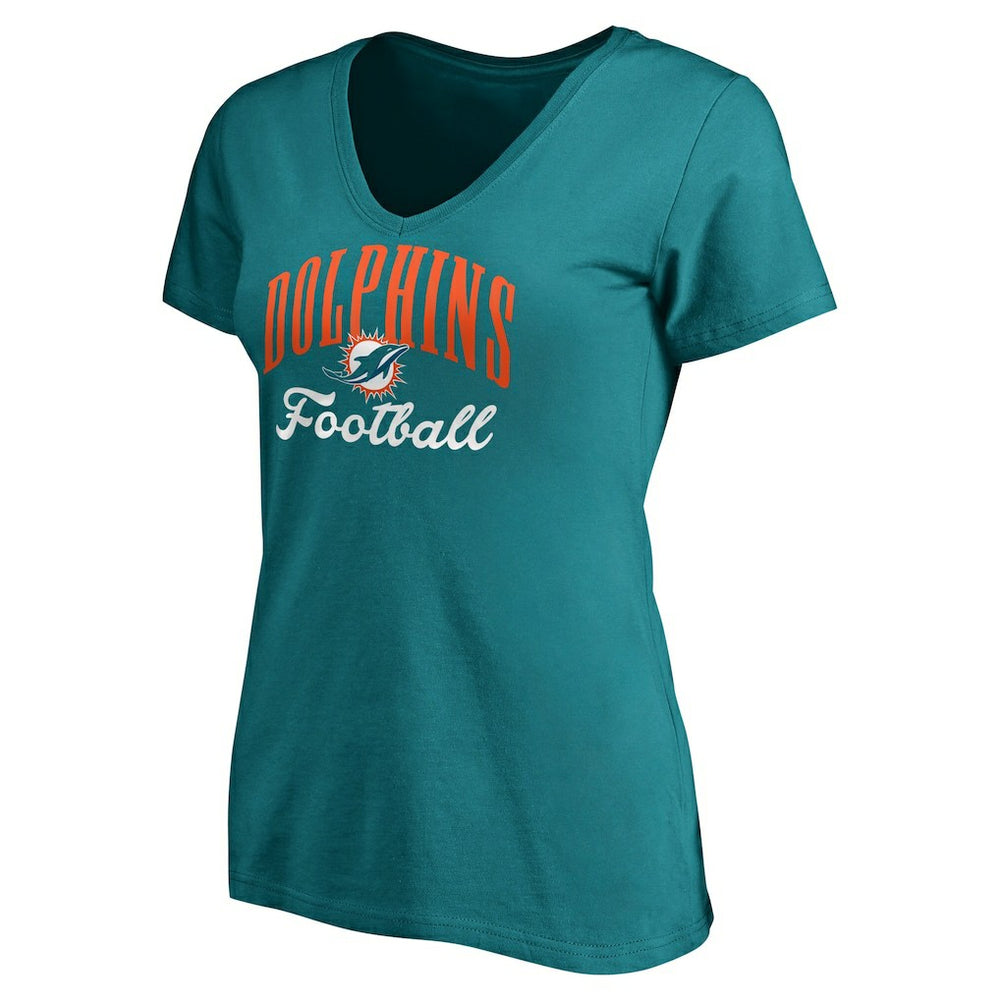 Miami Dolphins Women's Victory Script V-Neck T-Shirt -Aqua cheap