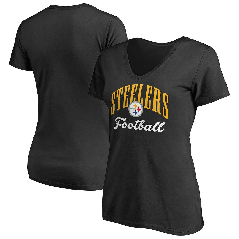 Pittsburgh Steelers Women's Victory Script V-Neck T-Shirt -Black for sale
