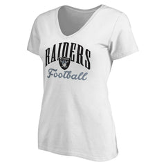 Las Vegas Raiders Women's Victory Script V-Neck T-Shirt -White outlet