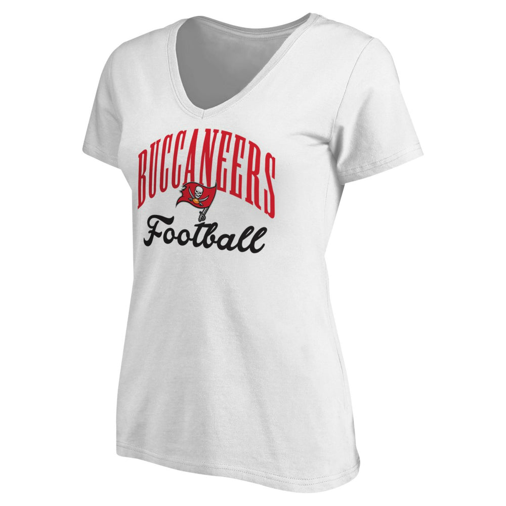 Tampa Bay Buccaneers Women's Victory Script V-Neck T-Shirt -White discount