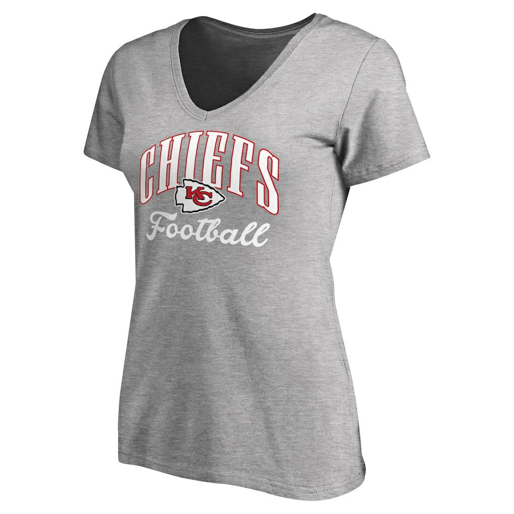 Kansas City Chiefs Women's Victory Script V-Neck T-Shirt - Heathered Gray sale