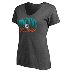 Miami Dolphins Women's Victory Script V-Neck T-Shirt - Heathered Gray discount
